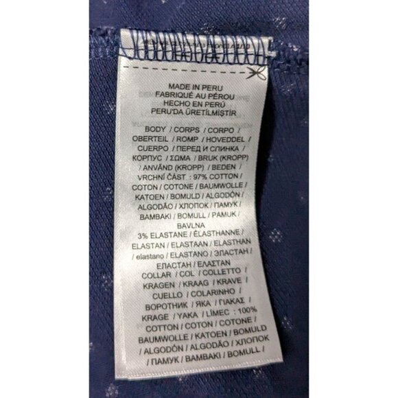 Ralph Lauren Navy Polka Dot Polo Shirt W/ Gold RL Buttons Short Sleeve 100% Cott - Picture 6 of 15